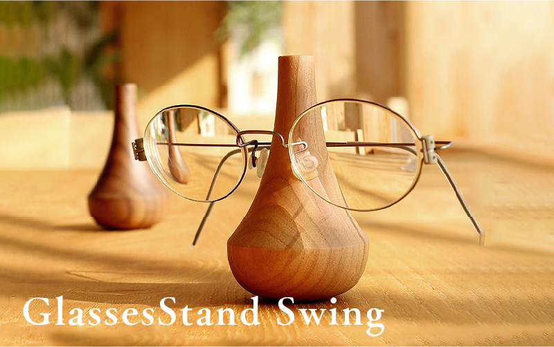 【Hacoa】めがねをおしゃれに飾る『Glasses Stand Swing』ウォールナット　