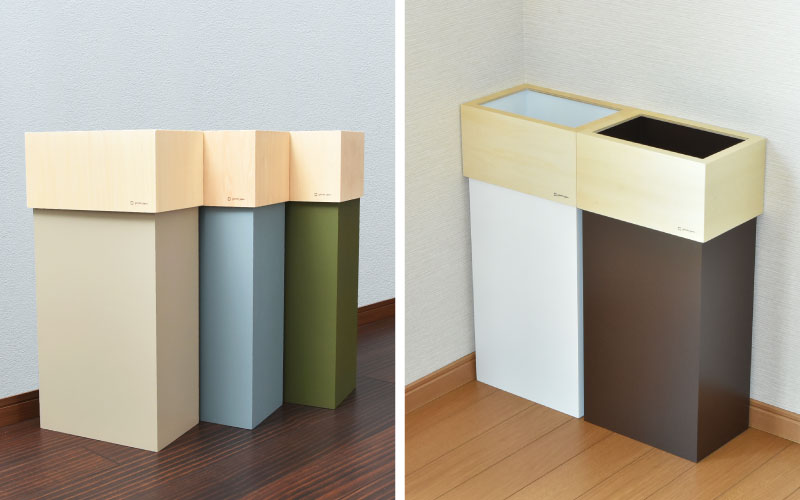 職人が仕上げた木製ゴミ箱「WCUBE30」シャンパンベージュ