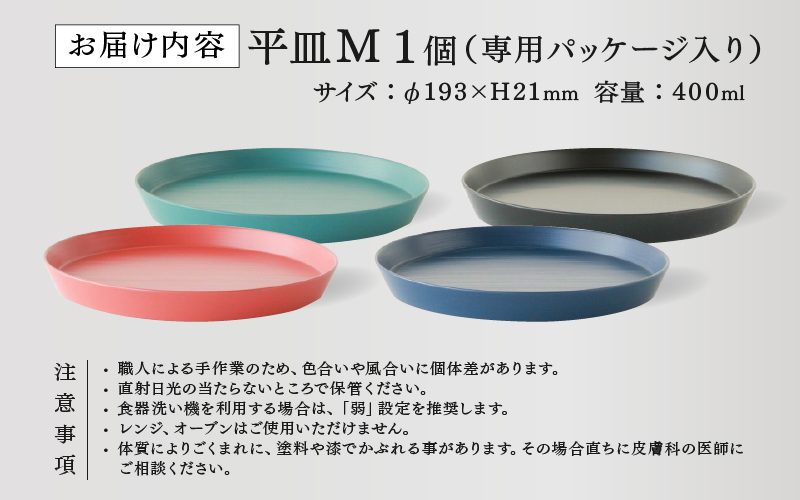 【RIN&CO.】越前硬漆 平皿M / 刷毛目技法 軽く丈夫な漆塗りの器＜越前漆器＞ノースグリーン（Ｎ-02）