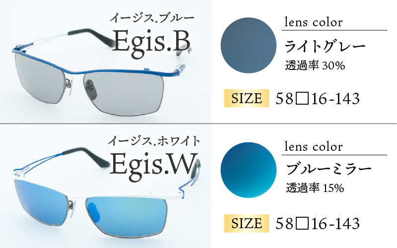 鯖江で作るガラス偏光サングラス　136-Glass（イージス.ホワイト／ブルーミラー）