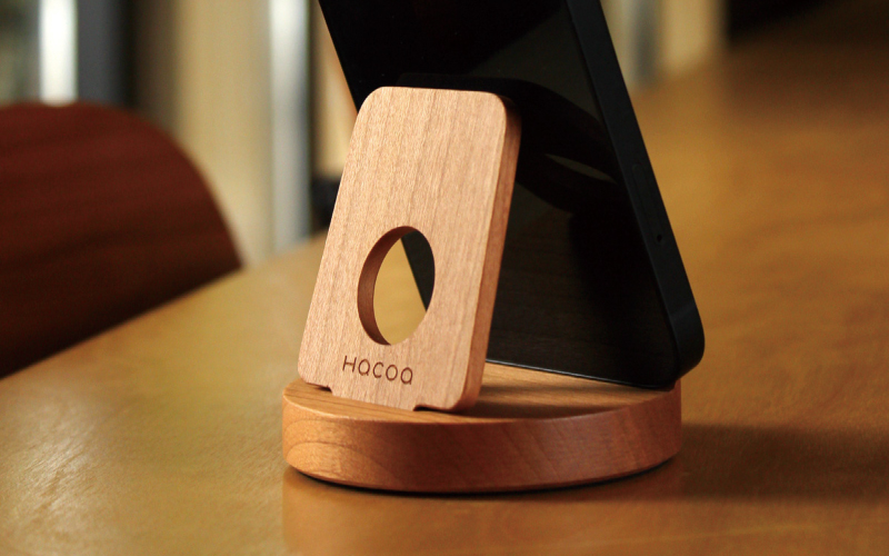 【Hacoa】汎用性高い木製スマートフォンスタンド チェリー「Smartphone Stand」
