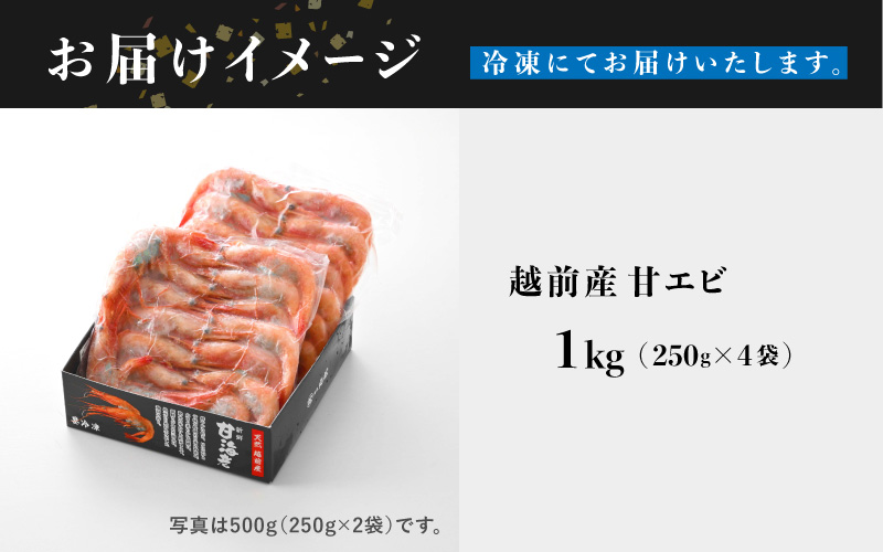 【小分け】越前産冷凍甘えび 約250g × 4パック 合計約1.0kg