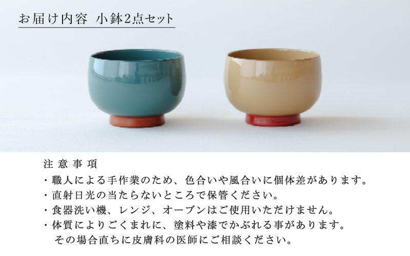 aisomo cosomo 小鉢2点セット モスグリーン×オレンジ / ベージュ×ピンク ツートンカラーのPOPな越前漆器＜100%天然漆＞【老舗塗師屋創業230年】