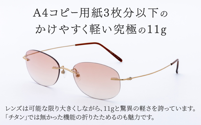 エアリィ（男女兼用）　かけてる事を忘れる驚異の軽さ　１１ｇ スモーク