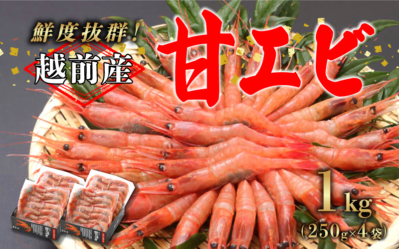 【小分け】越前産冷凍甘えび 約250g × 4パック 合計約1.0kg