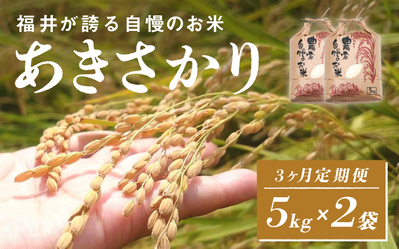 令和6年産　あきさかり　定期便（3ヶ月連続お届け）計30kg（(5kg × 2袋) × 3ヶ月）