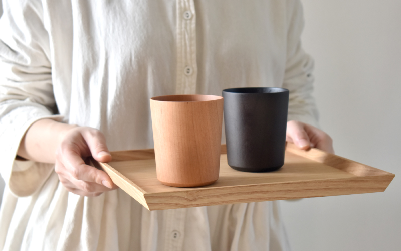 【Hacoa】食卓に温もりを添える天然木チェリーのコップ「Wooden Cup」