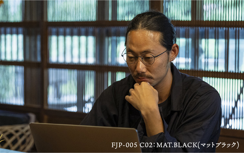 『F』 アウトドアチタンメガネフレーム[FJP-005] C02 マットブラック