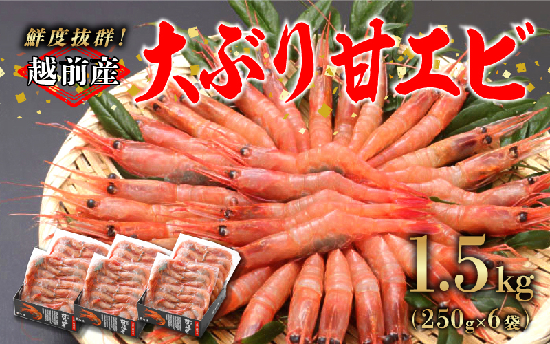 【小分け】越前産冷凍甘えび大サイズ 約250g × 6パック 合計約1.5kg