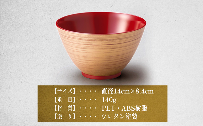 金刷毛多用大椀 φ14×8.4cm 食洗機・レンジ対応 吟朱