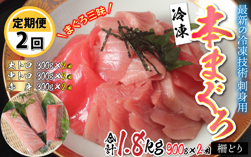 【定期便】【2ヶ月連続お届け】 刺身用！本マグロ堪能セット（柵どり）900g × 2回【最新の冷凍技術】