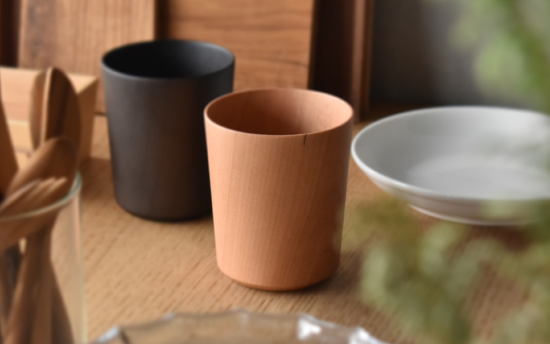 【Hacoa】食卓に温もりを添える天然木チェリーのコップ「Wooden Cup」