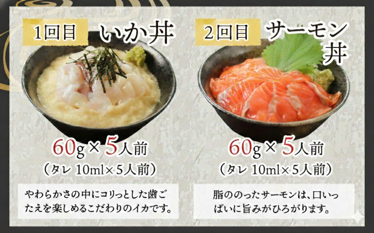 【6ヶ月連続お届け】【定期便】【刺身用】おまかせ海鮮丼の具 60g（タレ付）× 5人前 × 6回【最新の冷凍技術】