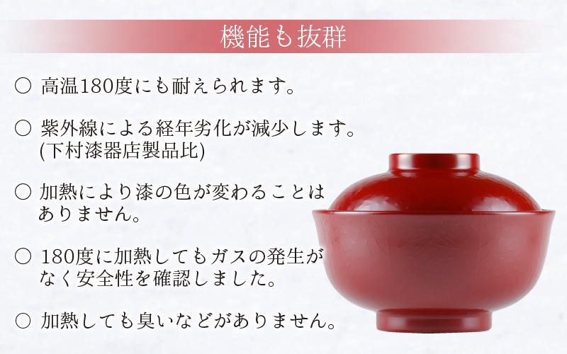 レンジが使える漆塗りのお椀 越前漆器こだち椀 朱