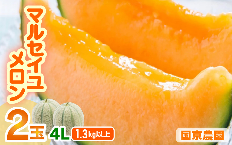 【先行予約】マルセイユメロン 2玉入 4L（1.3kg以上×2玉）高糖度で抜群に美味しい赤肉メロン ／ 果物 フルーツ 産地直送 ※2026年6月上旬以降発送 [aw067-a005]