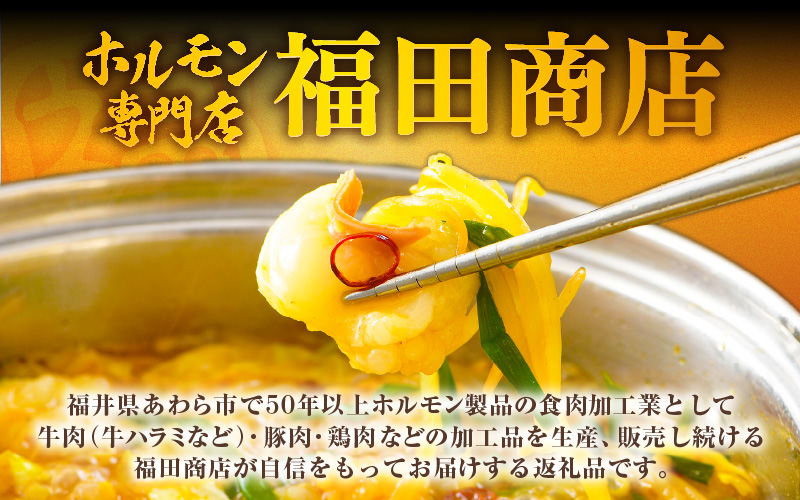 ぷるるんもつ鍋セット×3セット（約12～15人前）越前のホルモン屋 国産牛 ／ 味噌 モツ鍋 小腸 ホルモン 鍋 国産 国産牛 牛ホルモン おつまみ 冷凍 人気 やみつき キャンプ アウトドア [aw001-b001]