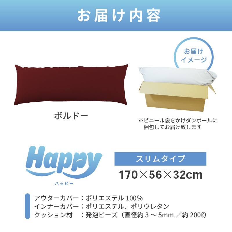 【ボルドー】ワンルームにも◎軽量＆万能ビーズクッション｜ハッピースリム [aw055-c004_07]