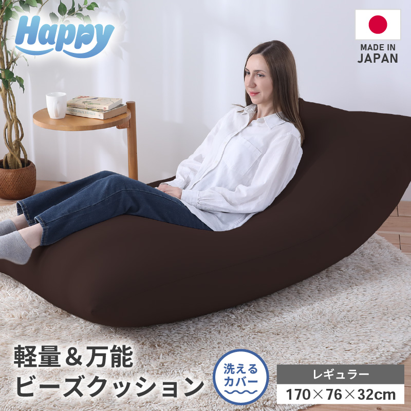 【ダークブラウン】ソファにもベッドにも◎軽量＆万能ビーズクッション｜ハッピーレギュラー [aw055-e003_01]