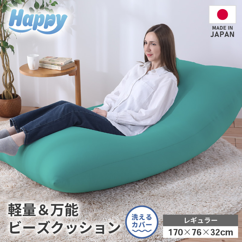 【ナイルブルー】ソファにもベッドにも◎軽量＆万能ビーズクッション｜ハッピーレギュラー [aw055-e003_05]