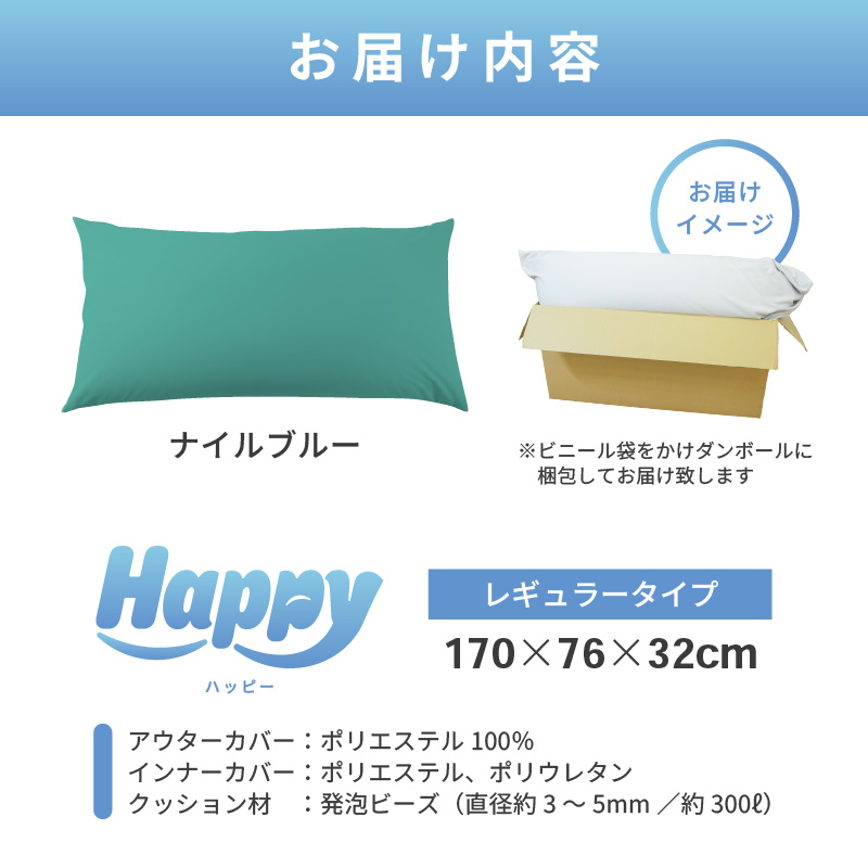【ナイルブルー】ソファにもベッドにも◎軽量＆万能ビーズクッション｜ハッピーレギュラー [aw055-e003_05]
