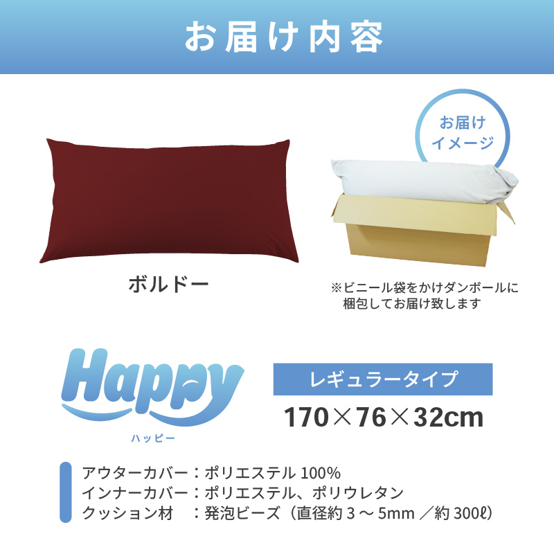 【ボルドー】ソファにもベッドにも◎軽量＆万能ビーズクッション｜ハッピーレギュラー [aw055-e003_07]