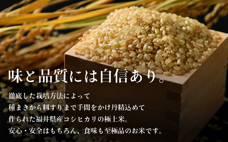 【先行予約】【令和8年産 新米】コシヒカリ 玄米 5kg 特別栽培米 農薬不使用 化学肥料不使用 ／ 残留農薬ゼロ 高品質 鮮度抜群 福井県産 ブランド米 ※2026年9月下旬より順次発送予定 [aw063-a011]