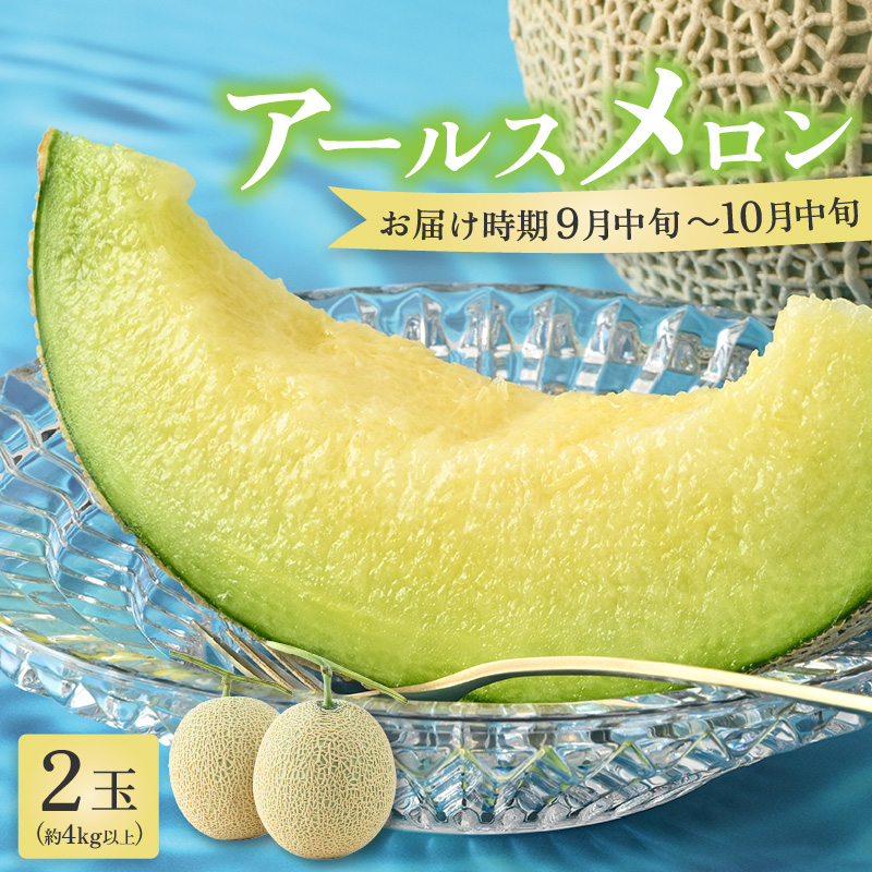 【先行予約】秋 アールスメロン 2玉 約4kg以上（約2kg以上×2玉）青肉品種 高級メロン！ ／ マスクメロン 大玉 果物 フルーツ ギフト 農家直送 ※2027年9月中旬～2027年10月中旬の間に発送予定 [aw065-a017]