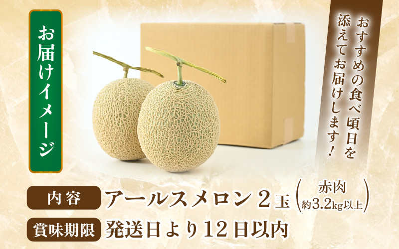【先行予約】【赤肉】秋 アールスメロン 2玉（計約3.2kg以上）赤肉品種 高級メロン！ ／ マスクメロン 大玉 果物 フルーツ ギフト 農家直送  ※2027年9月中旬～2027年10月中旬の間に発送予定 [aw065-a018]