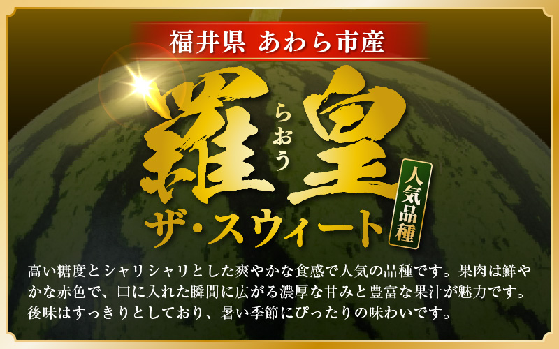 【先行予約】藤重農園の露地スイカ 羅皇ザ・スイート １玉（約7kg）※2027年7月中旬以降順次発送 [aw083-a004]