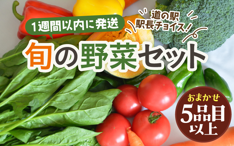 【1週間以内で発送！】道の駅駅長チョイス！ 旬の野菜セット 5品目以上 / 季節 野菜 ボックス BOX セット セレクト 農家 おまかせ 多品目 旬 詰め合わせ 根菜 葉物  [aw090-a002]