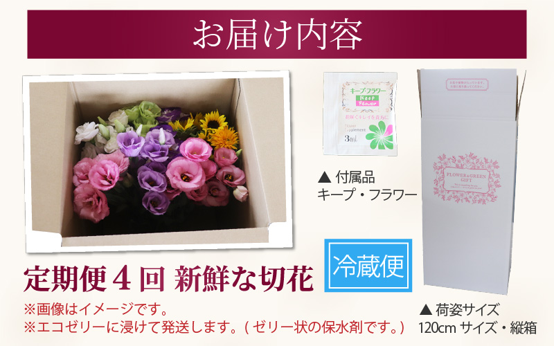 【定期便4回】花農家直送 新鮮な切花【春 夏 秋 冬】 / 生花 お花 旬の花束 豊かな生活 花のある生活 15本程度 2種 季節 年4回 [aw099-d001]