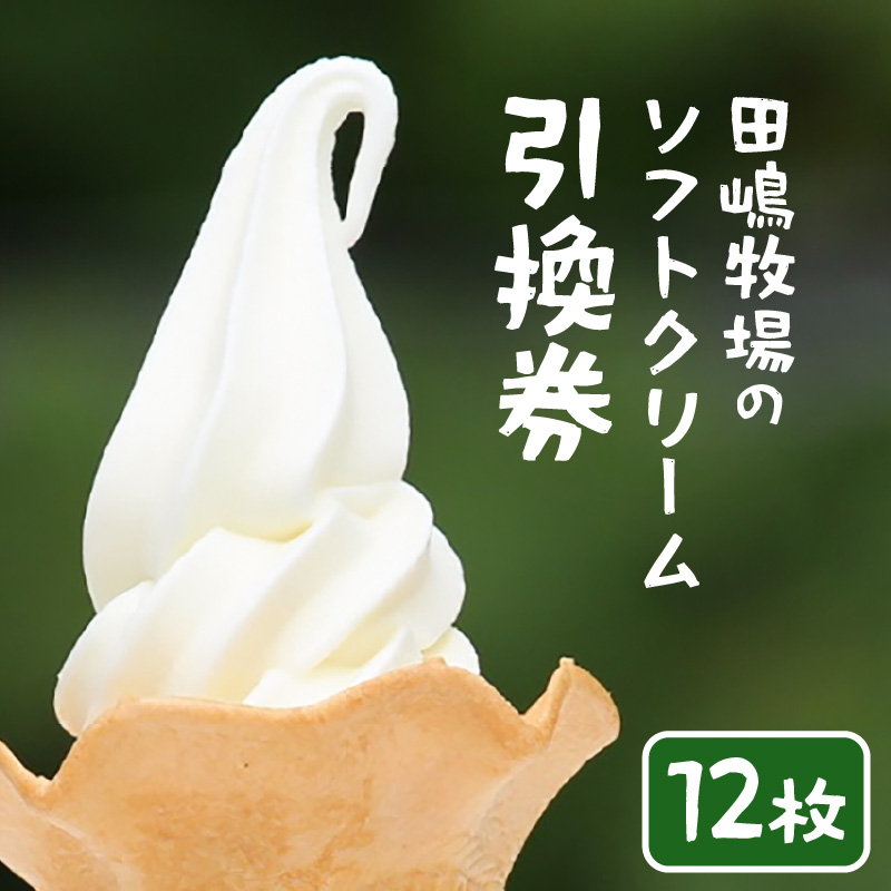 田嶋牧場のソフトクリーム屋 ソフトクリーム 引換券 12枚 / ソフトクリームフレッシュみるく味ふつうサイズ(コーンまたはカップ) 引換券 デザート スイーツ 旅行 アイス アイスクリーム 手作り [aw109-a003]