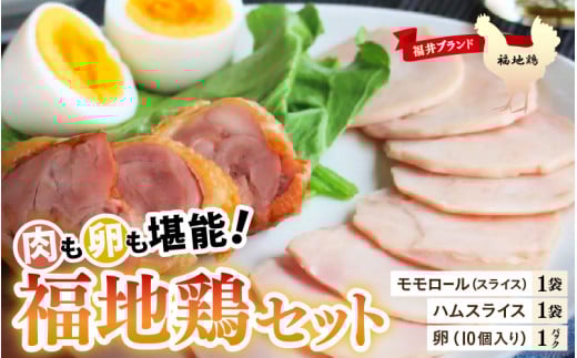 福井ブランド「福地鶏」セット（モモロール・ハムスライス・卵）お肉も卵も堪能できる！ [aw036-a005]