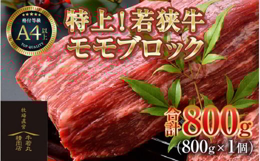 若狭牛 特上モモブロック 800g《発送直前にカットで新鮮！》／ 国産 牛肉 ブランド牛 ギフト 角切り肉 カット肉 ステーキ肉 モモ肉 新鮮 ローストビーフ A4 A5 [aw009-b001]
