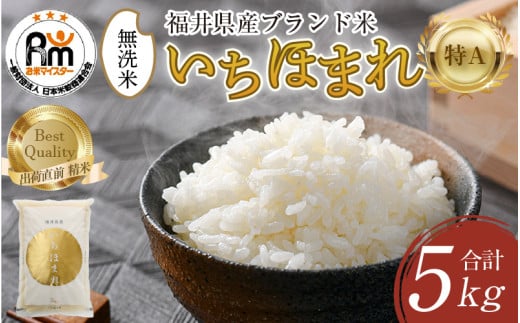 【令和7年産】いちほまれ 無洗米 5kg×1袋  ／ 福井県産 ブランド米 ご飯 白米 新鮮 [aw064-a024]