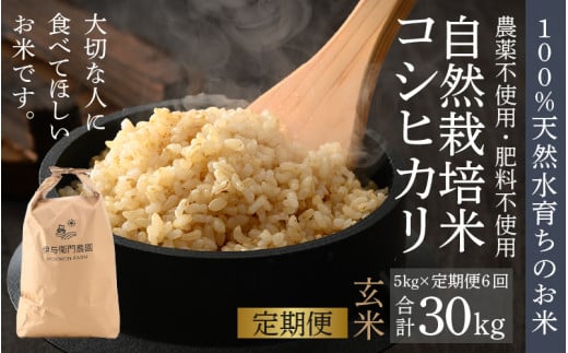 【先行予約】【令和8年産 新米】【定期便6回】伊与衛門農園の自然栽培コシヒカリ玄米 5kg×6回 伊与衛門農園の特別栽培米＜温度と湿度を常時管理し新鮮米を出荷！＞/ 米 自然の力 高品質 鮮度抜群 ブランド米 福井県あわら市産 スマート農業 ※2026年10月下旬以降順次発送 [aw071-j003]
