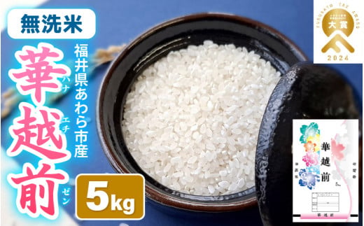 【令和8年産】 華越前  無洗米 5kg / 米 5キロ ハナエチゼン はなえちぜん 北陸 福井県産 あわら市 ブランド米 白米 お米 コメ こめ kome [aw056-a030_00]