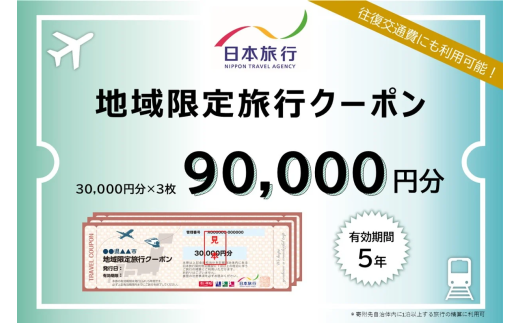 【福井県あわら市】 日本旅行 地域限定旅行クーポン【90,000円分】 ／ 旅行 宿泊 旅館 ホテル 宿泊券 チケット 北陸新幹線 観光 あわら温泉 北陸 福井県 あわら市 [aw095-p001]