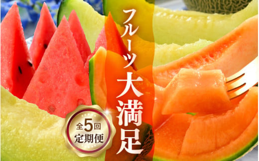 【先行予約】《定期便全5回》フルーツ大満足定期便 ／ すいか マスクメロン 高級メロン 大玉 果物 フルーツ 夏 ギフト 農家直送 ※2027年6月上旬以降発送  [aw065-d001]