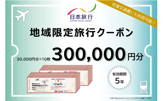 【福井県あわら市】 日本旅行 地域限定旅行クーポン【300,000円分】 ／ 旅行 宿泊 旅館 ホテル 宿泊券 チケット 北陸新幹線 観光 あわら温泉 北陸 福井県 あわら市 [aw095-w001]