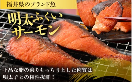 明太ふくいサーモン・明太サバセット 計6切 《脂の乗ったふくいサーモンやサバと明太子の相性抜群！ピリ辛でビールやご飯のおかずにぴったり！》 ／ 焼き魚 お子様OK お父さん おつまみ 朝食 弁当 骨なし 明太子 魚介類 個包装 お取り寄せ 人気 数量限定 [aw002-a007]
