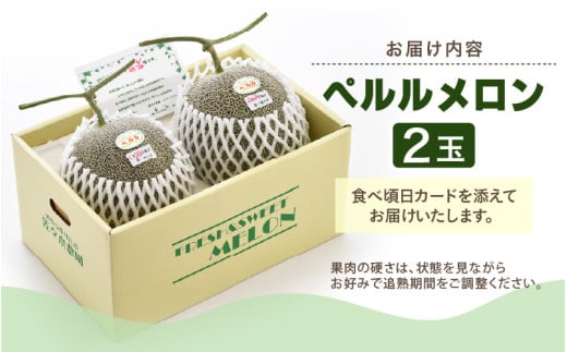 【先行予約】ペルルメロン 3L 2玉入（1.7kg以上×2玉）糖度16度以上！／ 1株1果 大玉 青肉 メロン 果物 フルーツ ギフト 農家直送 ※2027年6月下旬より順次発送 [aw045-a003]