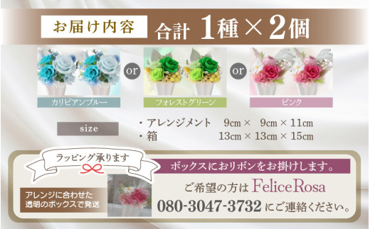 【グリーン】プリザーブドフラワー 2個セット ＜ペアで飾って＞ [aw047-c001_03]