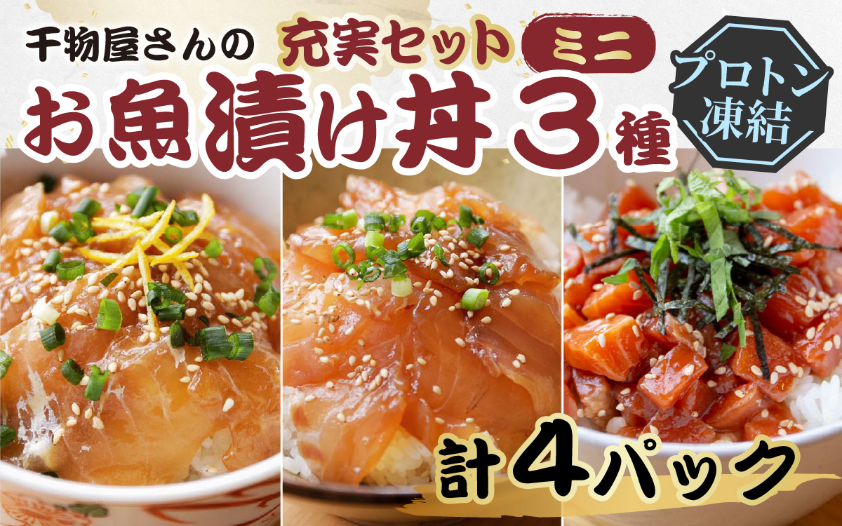 干物屋さんの漬け丼 充実セットミニ 4パック（3種）【急速冷凍】（プロトン凍結）