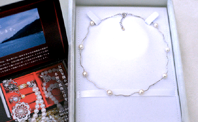 若狭パール 艶々あこや真珠エレガントパイプネックレス白 A アクセサリー 