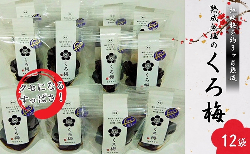 とてもすっぱい 熟成無塩の「くろ梅」　12袋セット　紅映梅を使用 梅干し