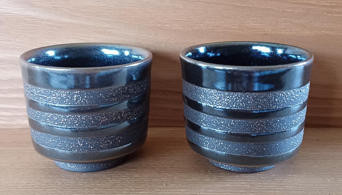 若狭鳳足焼 年縞シマシマぐい呑みペア[高島屋選定品］ 酒器 食器