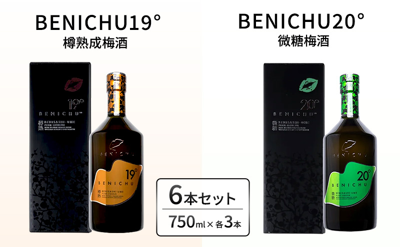 樽熟成梅酒と微糖梅酒、BENICHU19°20°2種6本飲み比べセット（750ml） お酒 洋酒 リキュール 