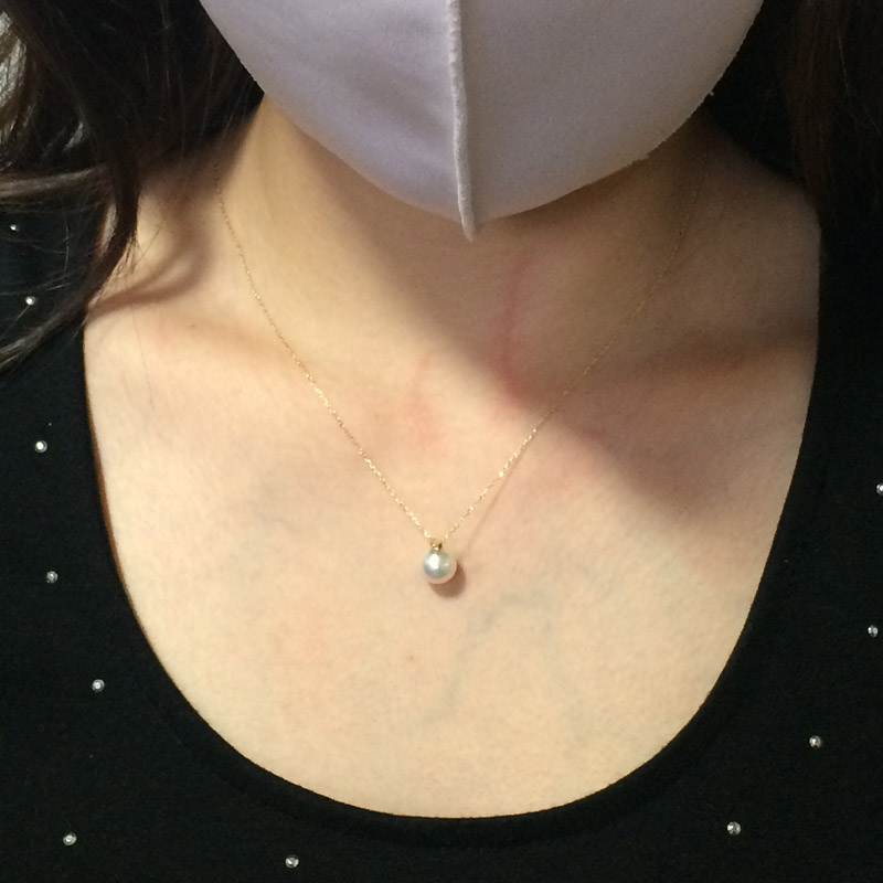 PN1709 K18WG あこや真珠８ｍｍ　ペンダント