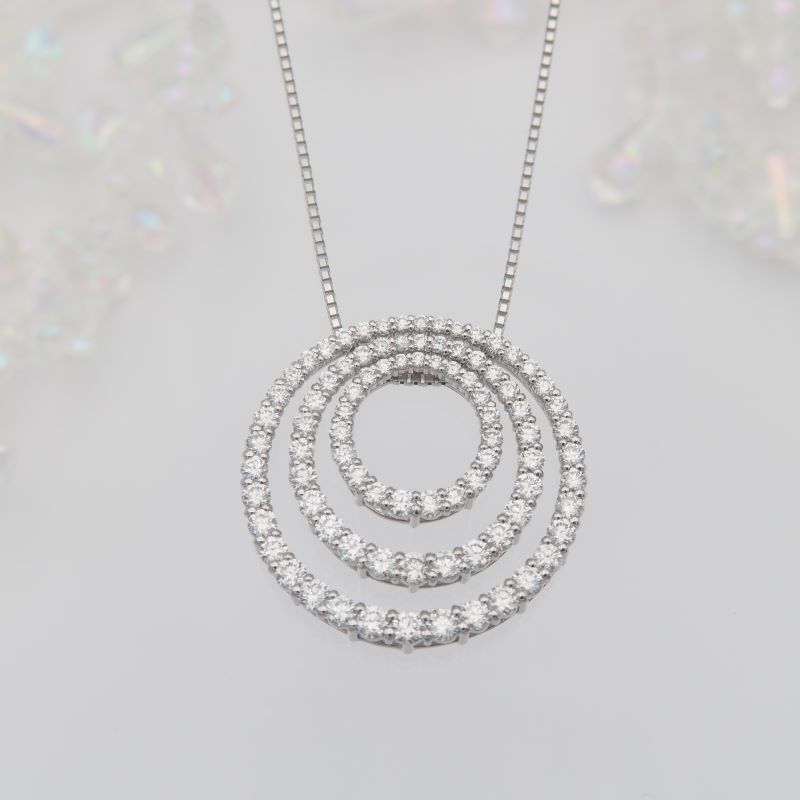 プラチナ 3.0ct サークル　ダイヤモンド ペンダントネックレス　HH-019517